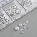 White Pearl Nail Art Rhinestones Set for DIY Nails