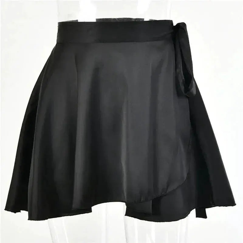 White Satin Chic Two Piece Set Skirt Top Elegant Comfort Fit