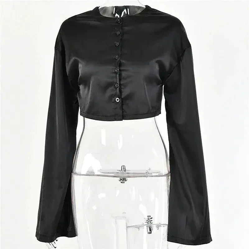 White Satin Chic Two Piece Set Skirt Top Elegant Comfort Fit