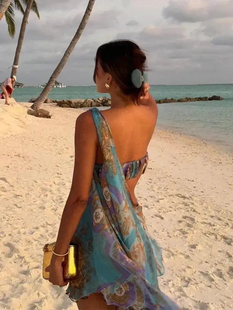 White Satin Off Shoulder Dress Backless Vest Summer Clubwear