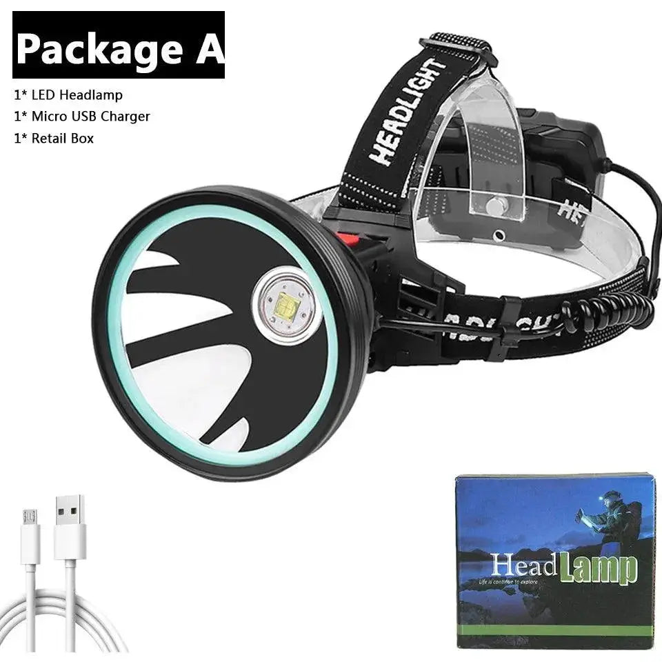 White Yellow Color Led Headlamp Xhp90.2 32W 7800mAh Light