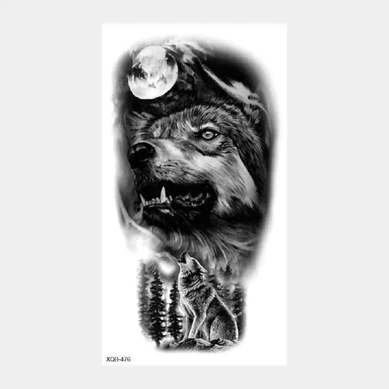 Wild Animal Crown Waterproof Temporary Arm Tattoos Set