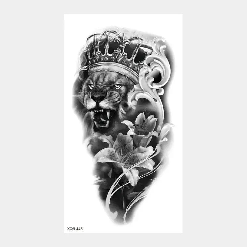 Wild Animal Crown Waterproof Temporary Arm Tattoos Set