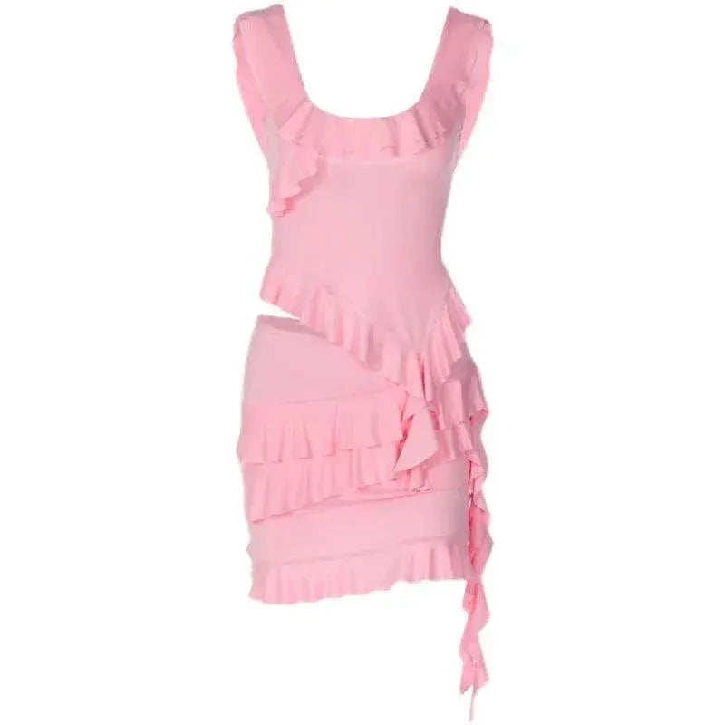 Wildgirl Pink Ruffles Set Chic Two Piece Summer Outfit