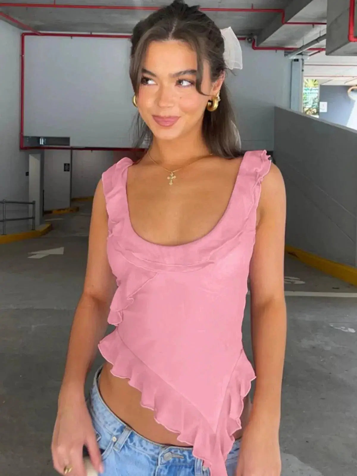 Wildgirl Pink Ruffles Set Chic Two Piece Summer Outfit