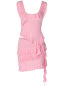 Two-Piece Pink Ruffles for Women Comfort