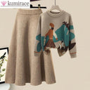Winter Cartoon Print Knit Dress Chic Women's Fashion Statement