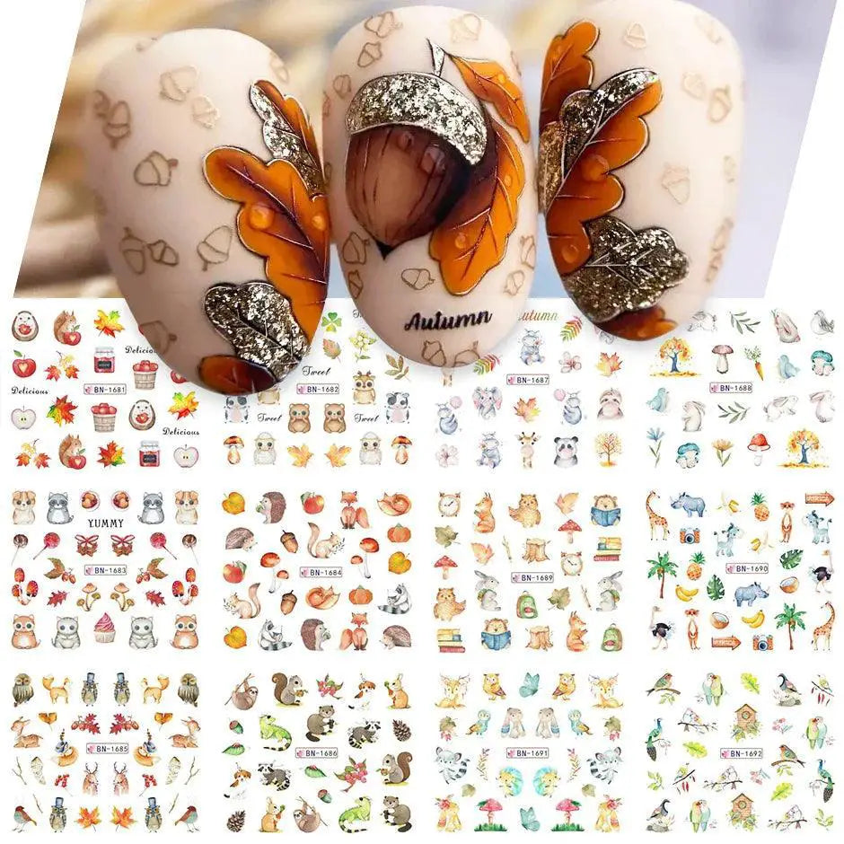 Winter Hedgehog Nail Art Stickers For Charming Nails Set