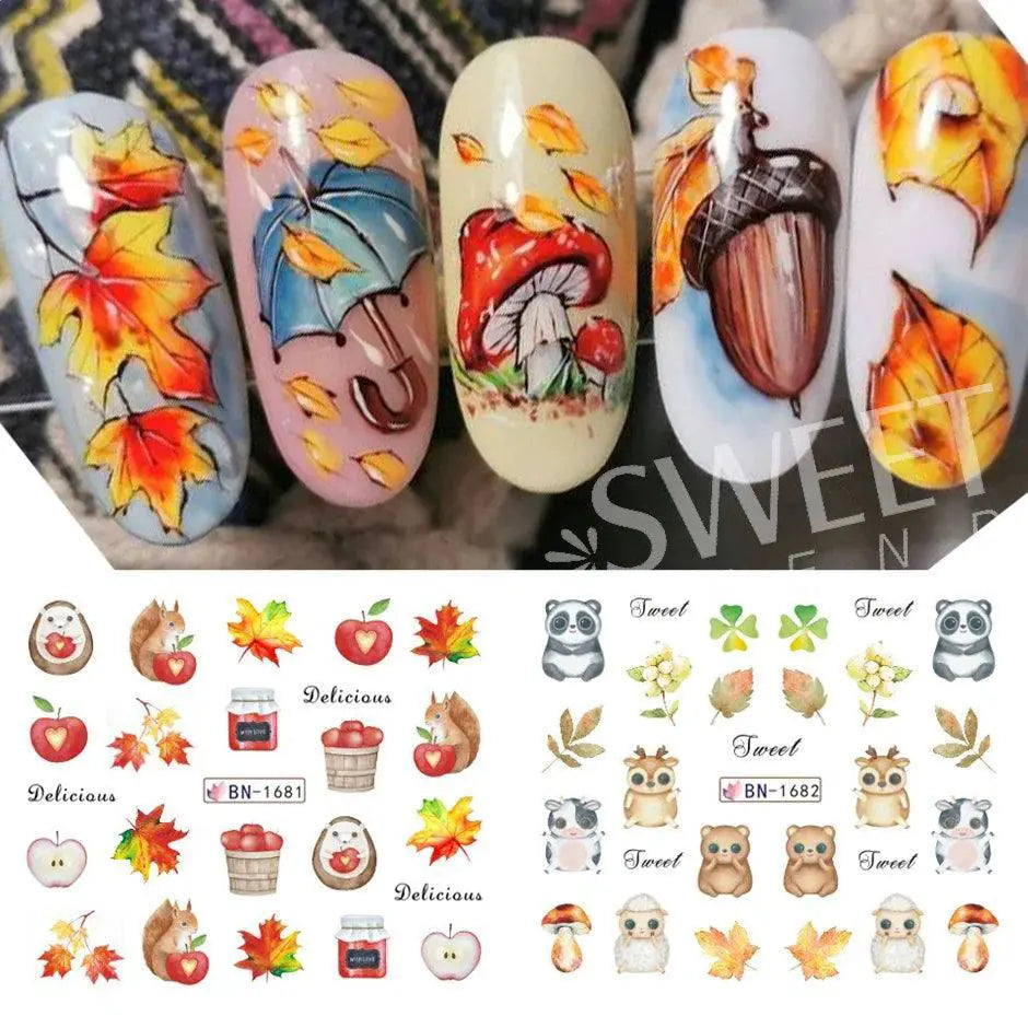 Winter Hedgehog Nail Art Stickers For Charming Nails Set