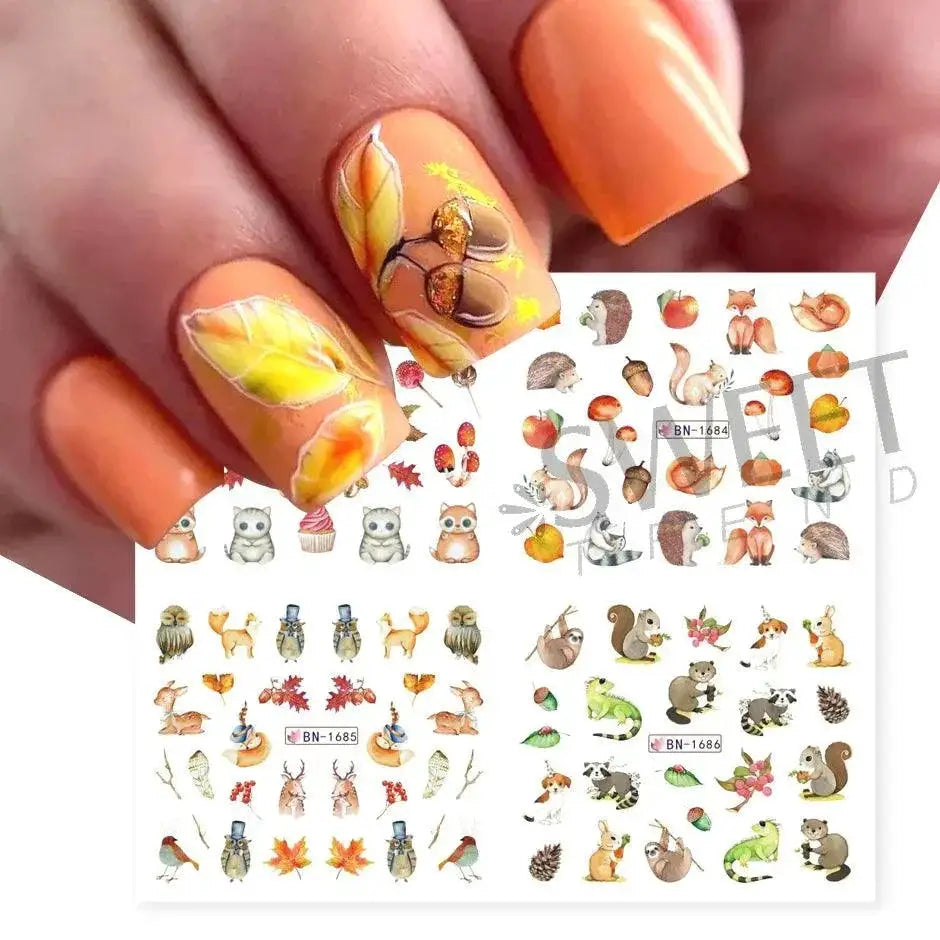 Winter Hedgehog Nail Art Stickers For Charming Nails Set