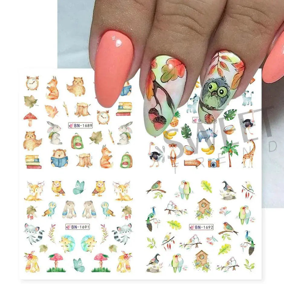 Winter Hedgehog Nail Art Stickers For Charming Nails Set