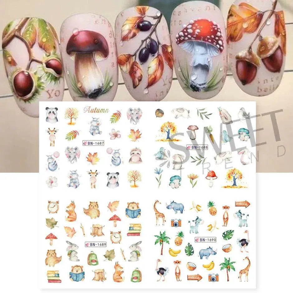 Winter Hedgehog Nail Art Stickers For Charming Nails Set
