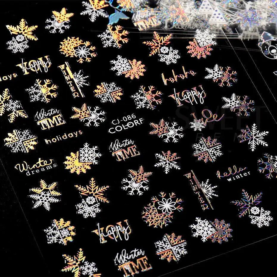 Winter Wonderland Nail Art Stickers Snowflake Reindeer DIY