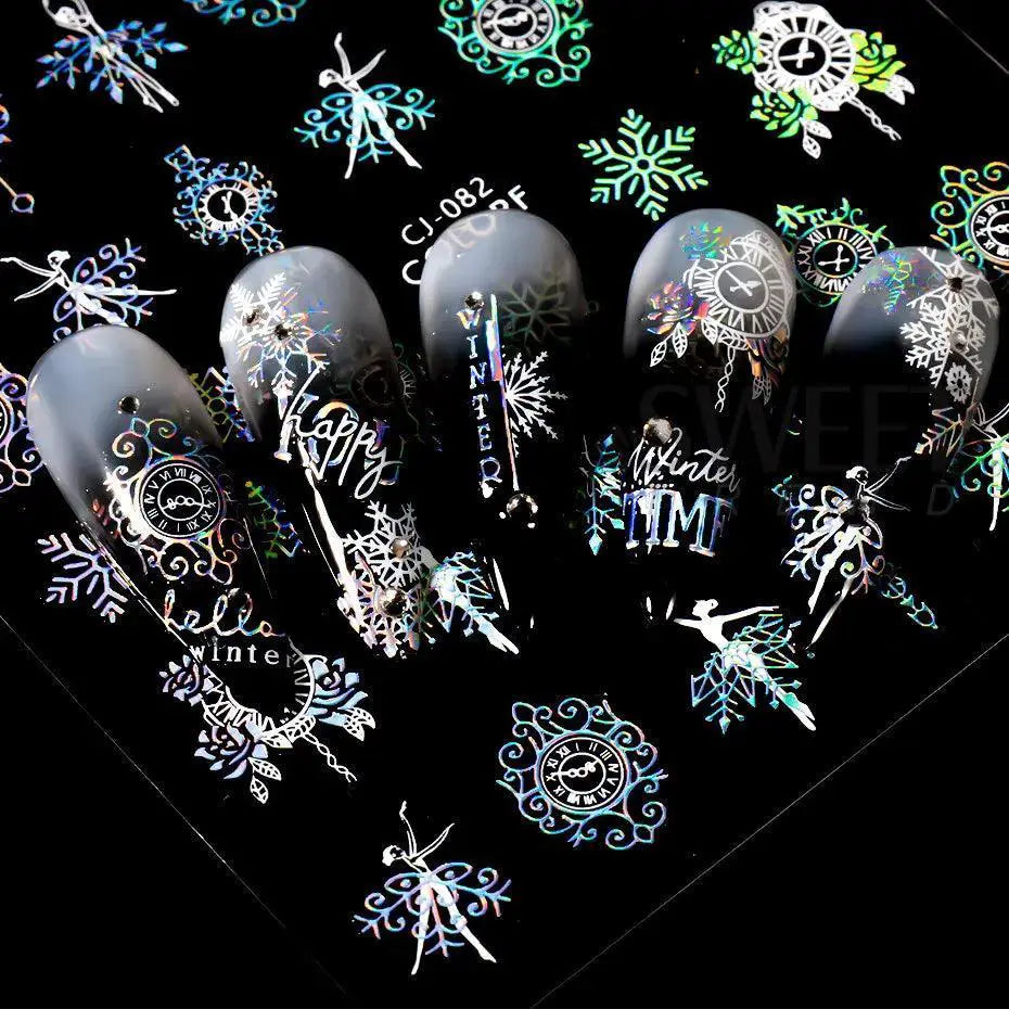 Winter Wonderland Nail Art Stickers Snowflake Reindeer DIY