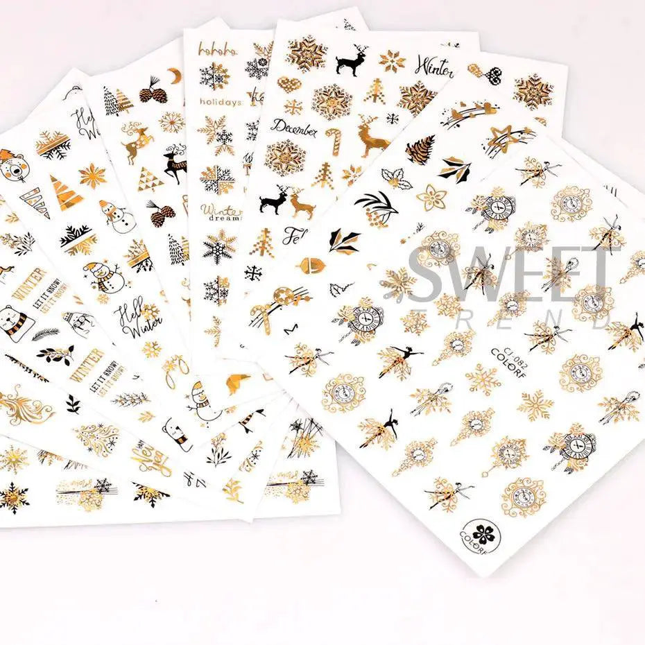 Winter Wonderland Nail Art Stickers Snowflake Reindeer DIY