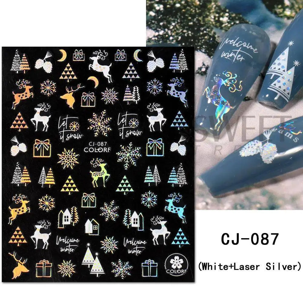Winter Wonderland Nail Art Stickers Snowflake Reindeer DIY