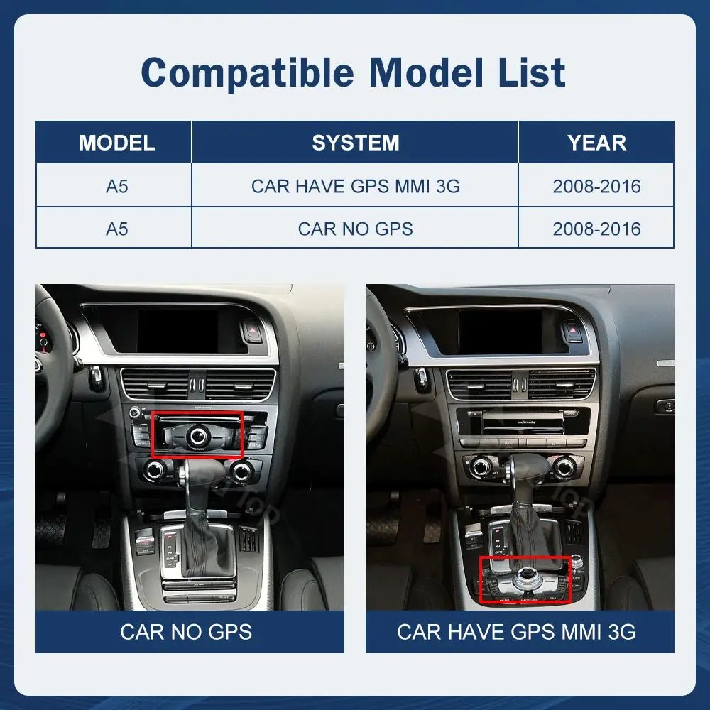 Wireless CarPlay Car Screen for Audi A5