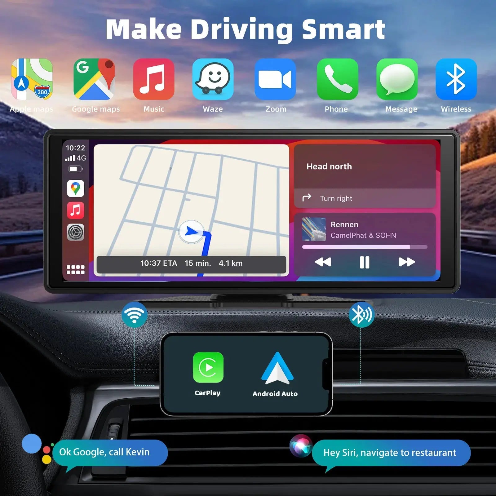 Wireless CarPlay Car Stereo for Drivers