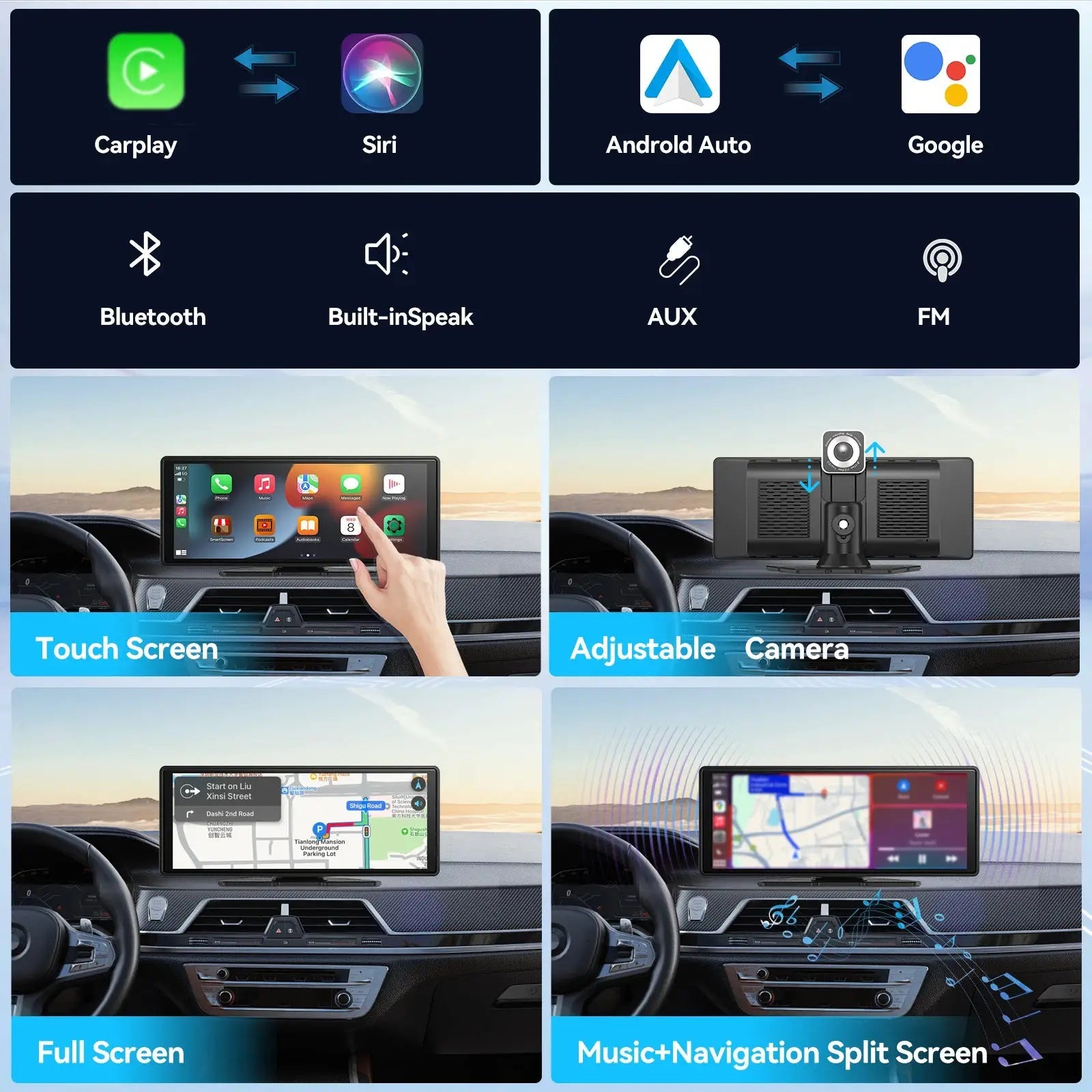 Wireless CarPlay Screen for Drivers