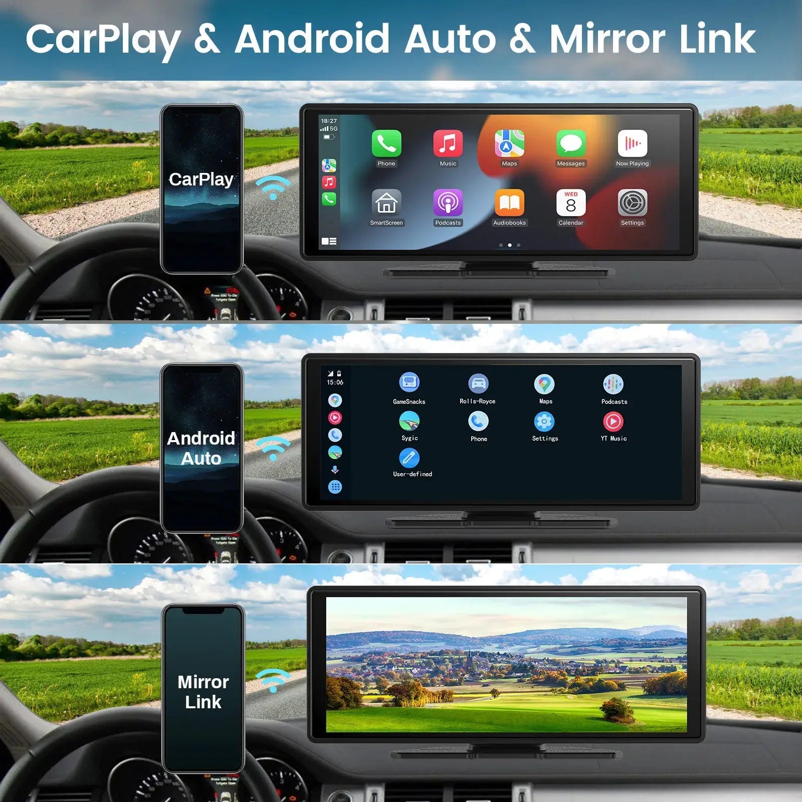 Wireless CarPlay Screen for Drivers GPS