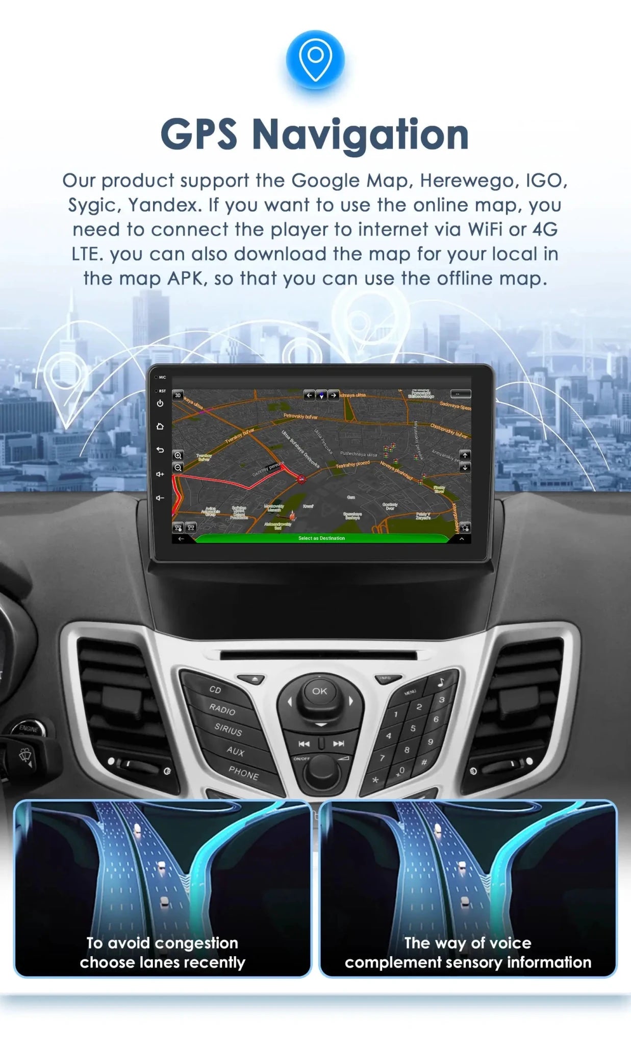 Wireless CarPlay Stereo for Ford Fiesta