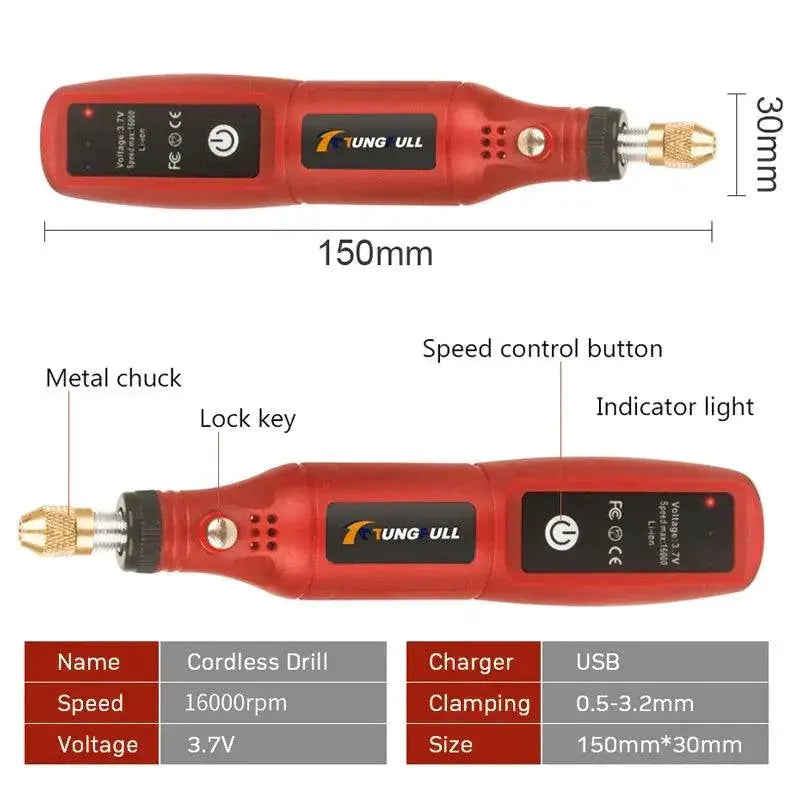 Wireless USB Mini Drill Tool for Engraving and Woodworking