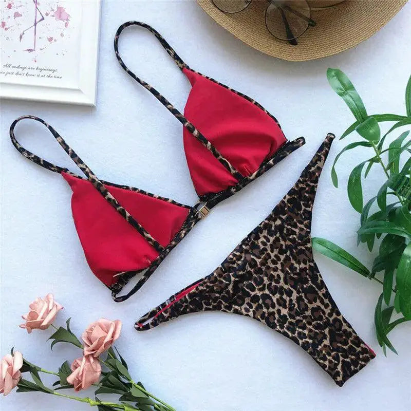 Women Leopard Print Bikini Set Summer Swimwear Sexy