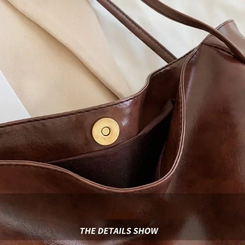 Women Tote Bag Soft PU Leather Shoulder Bag Crossbody Large Capacity Retro Style
