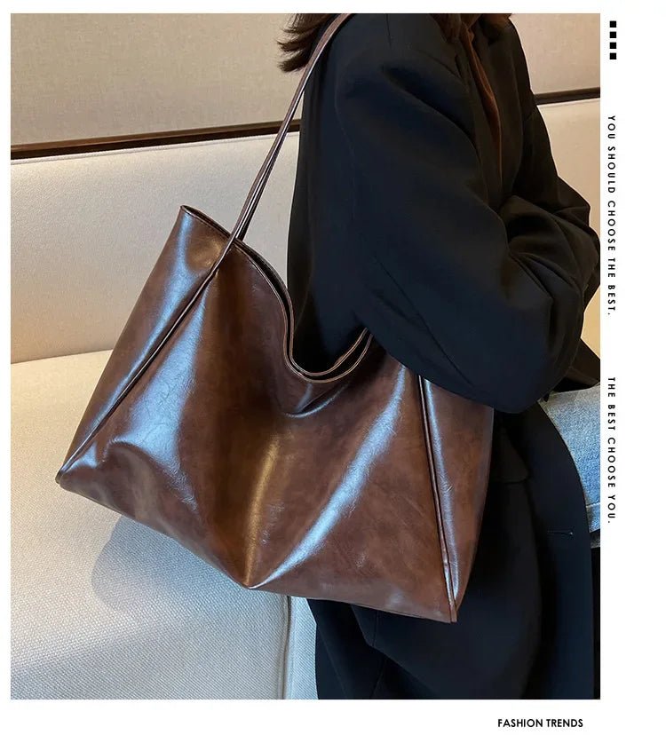 Women Tote Bag Soft PU Leather Shoulder Bag Crossbody Large Capacity Retro Style