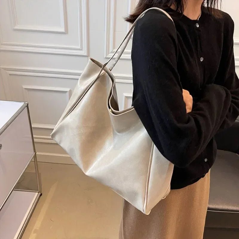 Women Tote Bag Soft PU Leather Shoulder Bag Crossbody Large Capacity Retro Style