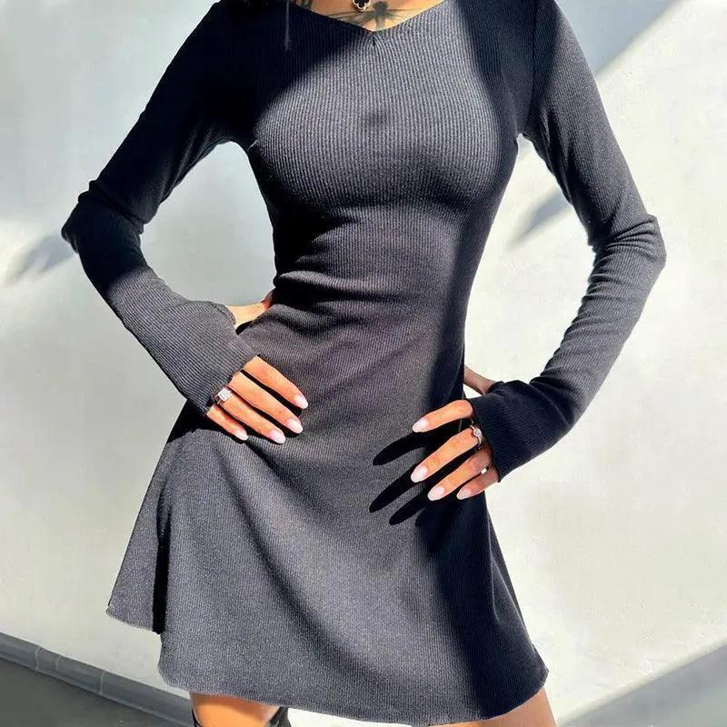 Womens Autumn V Neck Mini Dress Chic Style And Comfort