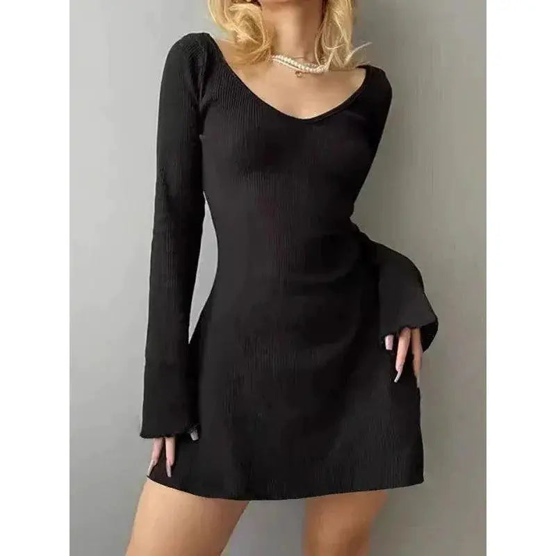 Womens Autumn V Neck Mini Dress Chic Style And Comfort