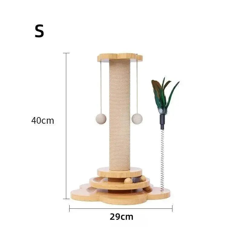 Wooden Cat Turntable Toy With Sisal Scratching Board Fun