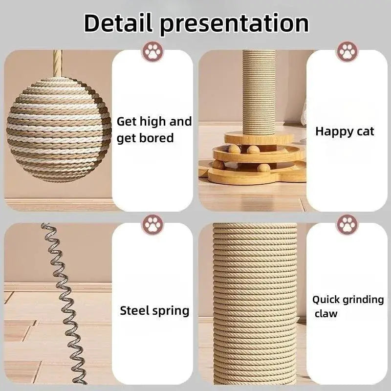 Wooden Cat Turntable Toy With Sisal Scratching Board Fun