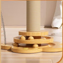 Wooden Cat Turntable Toy with Sisal Scratching Board Fun