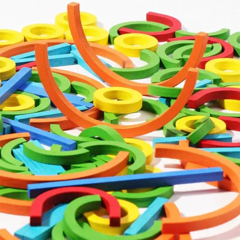 Wooden Creative Sticks Rings Puzzle Educational Toy Set