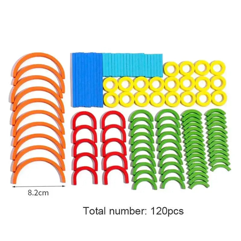 Wooden Creative Sticks Rings Puzzle Educational Toy Set