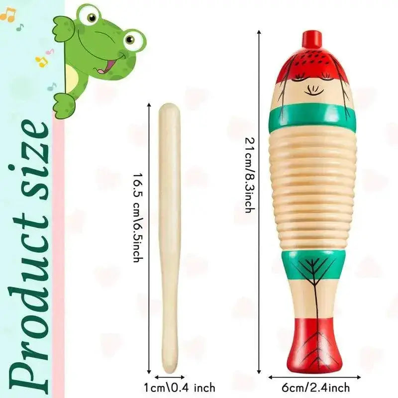 Wooden Frog Guiro Toy For Toddlers Fun Musical Instrument