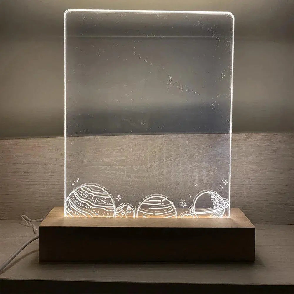 Wooden LED Resin Art Display Stand Vintage Strip Light Base - OurLum.com