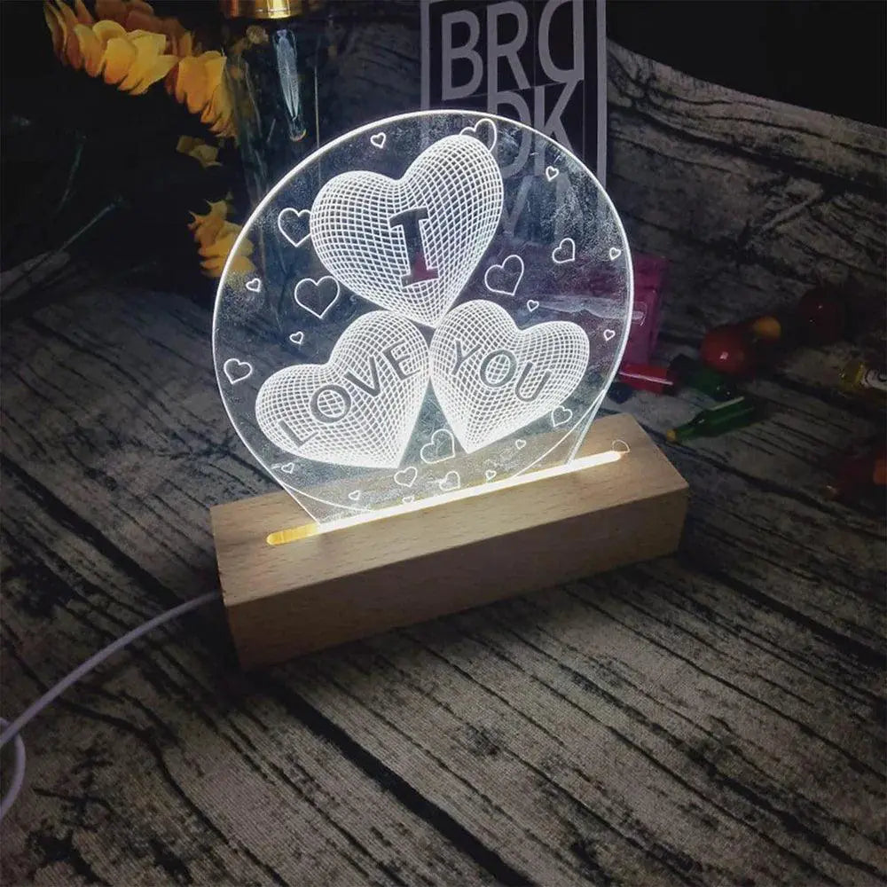 Wooden LED Resin Art Display Stand Vintage Strip Light Base - OurLum.com