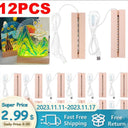 Wooden LED Resin Art Display Stand Vintage Strip Light Base