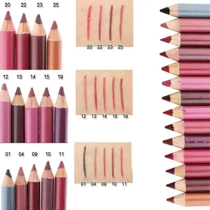 Wooden Lip Liner Set Professional Waterproof 28 Colors