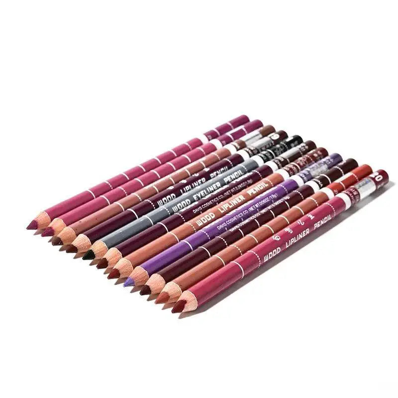 Wooden Lip Liner Set Professional Waterproof 28 Colors