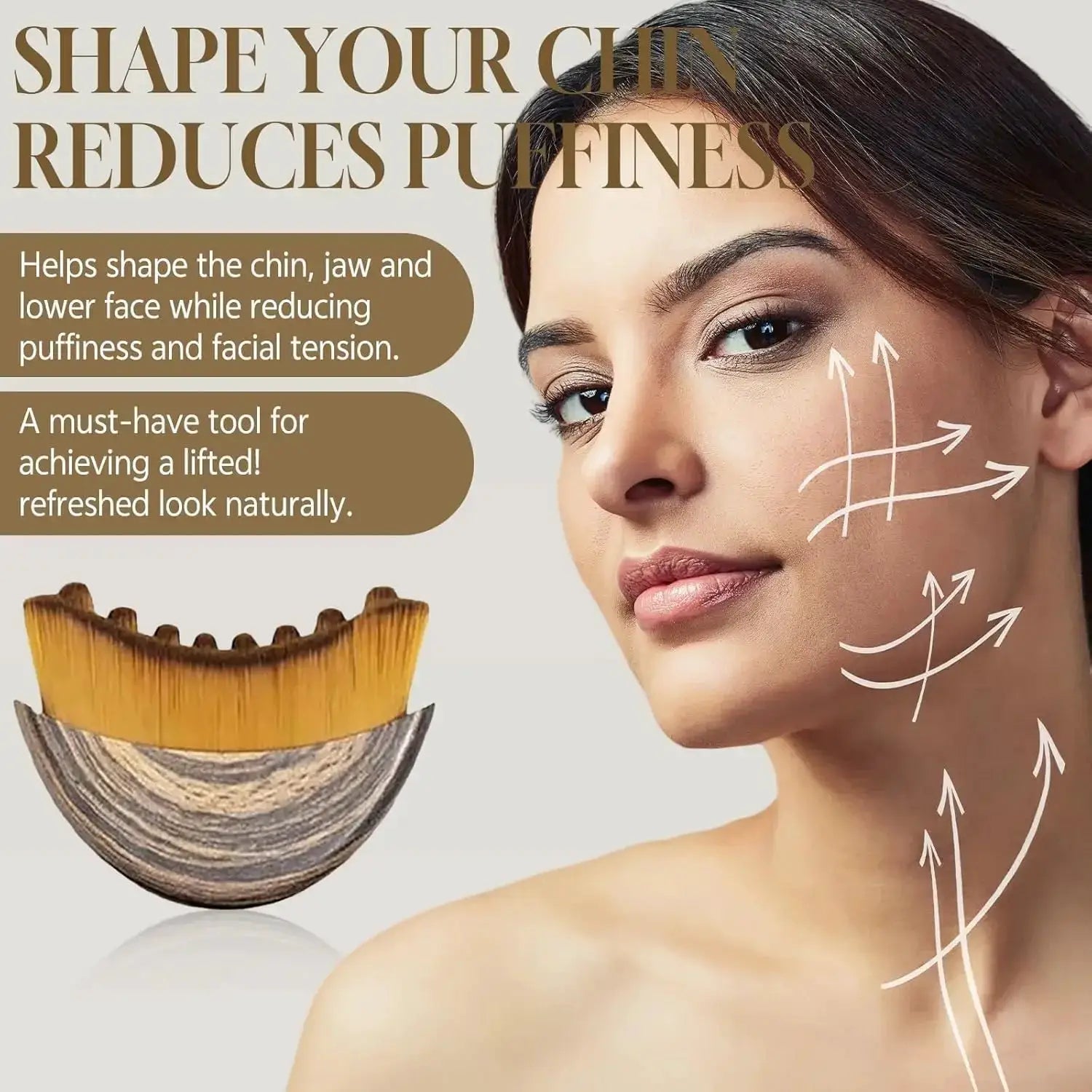 Wooden Lymphatic Contour Face Brush Chin Sculpting Tool Puffiness Relief - OurLum.com