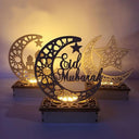 Wooden Moon Star: LED Lights for Ramadan Decor