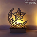 Wooden Moon Star: LED Lights for Ramadan Decor