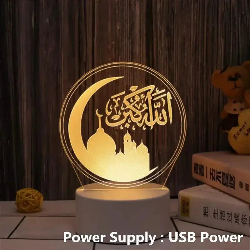 Wooden Moon Star LED Lights for Ramadan Bedroom Decor