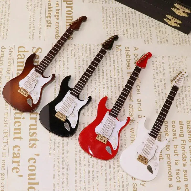 Wooden Mini Electric Guitar Ornament Gift For Music Lovers