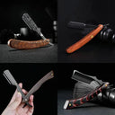 Wooden Straight Edge Barber Razor Premium Stainless Steel Shaver