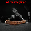 Wooden Straight Edge Barber Razor Premium Stainless Steel Shaver